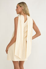 Gizelle One-Shoulder Scarf Mini Dress Oat