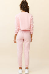 Monterey Long Sleeve Pull String Sweater Pink