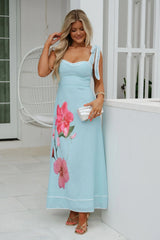 Frankie Floral Maxi Dress- Mint Blue