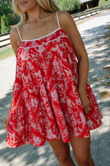 Darcy Swing Mini Dress-Red Multi
