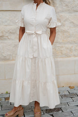 Claudia Tiered Maxi Dress-Cream