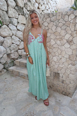 Ariel Flared Maxi Dress-Aqua