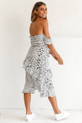Ojai Midi Skirt White Leopard Print