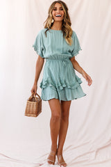 Mollina Frill Sleeve Tassel Hem Dress Olive