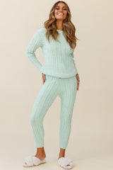 Kansas Long Sleeve Cable Knit Sweater Green